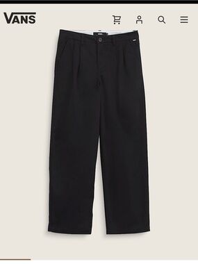 Vans Black Pleated Straight-Leg Chino Pants